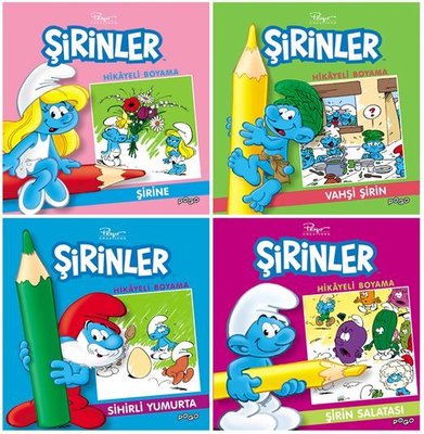 Şirinler Hikayeli Boyama Seti-4 Kitap Takım | Pogo (İnce Kapak)