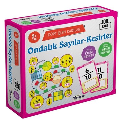 Ondalık Sayılar - Kesirler 9 Yaş Dört İşlem Kartlar | Teleskop Popüler Bilim