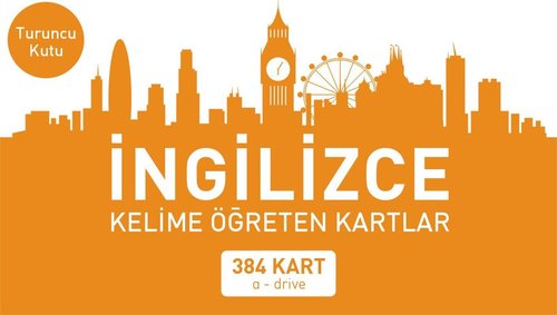 İngilizce Kelime Öğreten Kartlar - Turuncu Kutu - 384 Kart | Mavi Kelebek