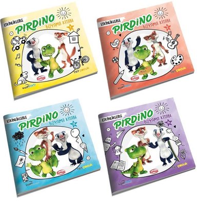 TRT Çocuk Etkinliklerle Pırdino Boyama Kitapları Seti - 4 Kitap Takım | Burhan Yayıncılık (İnce Kapak)