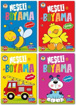 Neşeli Boyama Seti - 4 Kitap Takım | Boyama Zamanı Yayınları (İnce Kapak)