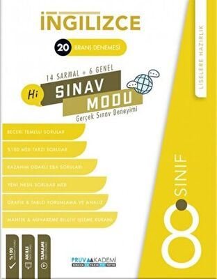 8. Sınıf İngilizce Sınav Modu 20 Deneme | Pruva Akademi