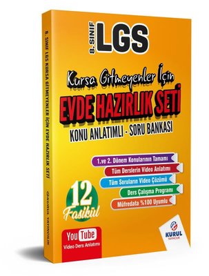 8.Sınıf LGS - Kursa Gitmeyenler İçin Evde Hazırlık Seti Konu Anlatımlı - Soru Bankası 12 Fasikül | Kurul Yayıncılık (İnce Kapak)