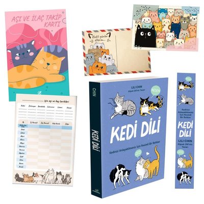 Kedi Dili - Özel Set - Aşı Takip Kartı - Kartpostal ve Ayraç İlaveli | Nesnel Yayınları (İnce Kapak)