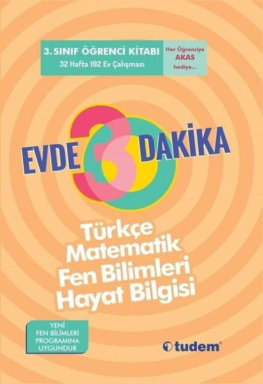 3.Sınıf Evde 30 Dakika Türkçe Matematik Fen Bilimleri Hayat Bilgisi | Tudem Yayınları - Ders Kitapları (İnce Kapak)