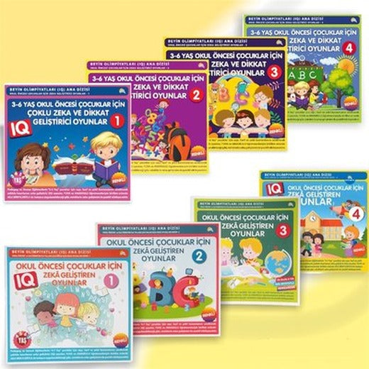 4-7 Yaş Okul Öncesi Çocuklar İçin Zeka Geliştiren Oyunlar - 8 Kitap Takım | Ekinoks