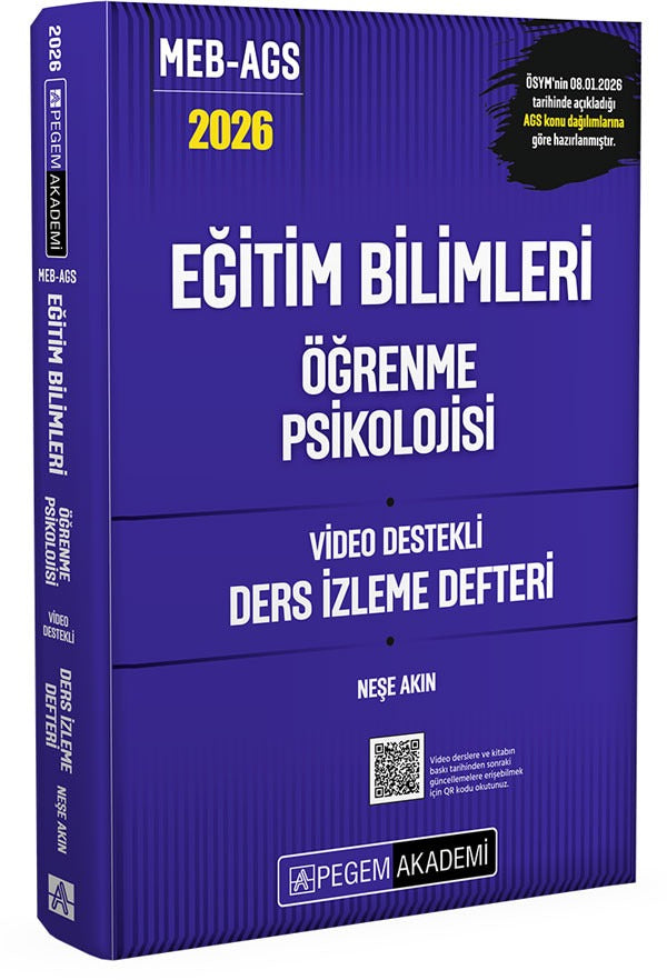 2026 MEB AGS Eğitim Bilimleri Öğrenme Psikolojisi Video Destekli Ders İzleme Defteri