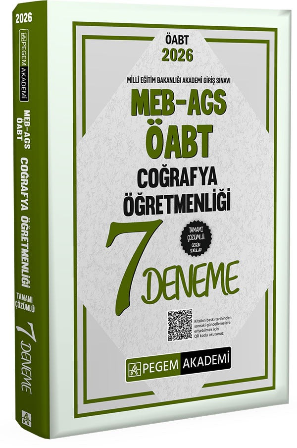 2026 MEB AGS ÖABT Coğrafya Öğretmenliği Tamamı Çözümlü 7 Deneme | Pegem Akademi Yayıncılık (İnce Kapak)