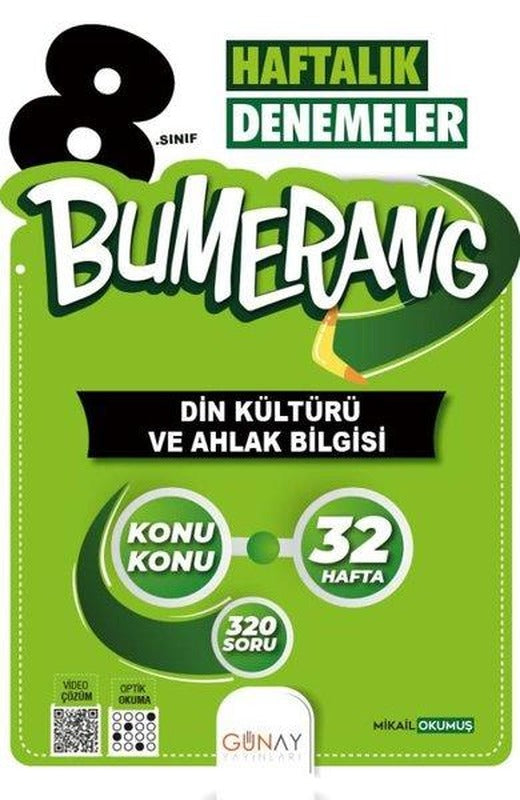 8. Sınıf Bumerang 32 Haftalık Din Kültürü Ve Ahlak Bilgisi Denemeleri | Günay Yayıncılık (İnce Kapak)