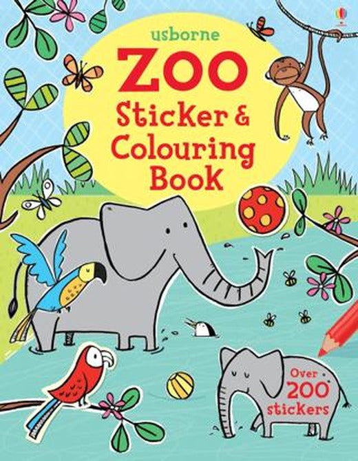 Zoo Sticker and Colouring Book | Usborne (Ciltsiz)