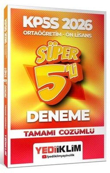 2026 KPSS Ortaöğretim - Önlisans Genel Yetenek Genel Kültür Tamamı Çözümlü Süper 5 Deneme | Yediiklim Yayınları (İnce Kapak) - Resim 1