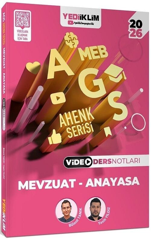 2026 MEB AGS Ahenk Serisi Mevzuat - Anayasa Video Ders Notları | Yediiklim Yayınları (İnce Kapak)