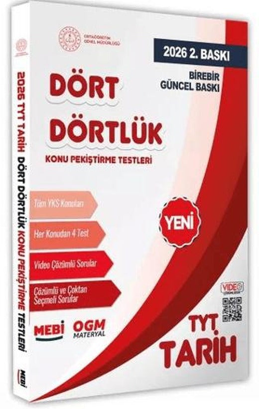 2026 YKS-TYT MEBİ-OGM Dört Dörtlük Tarih Pekiştirme Testi Soru Bankası Video Çözümlü