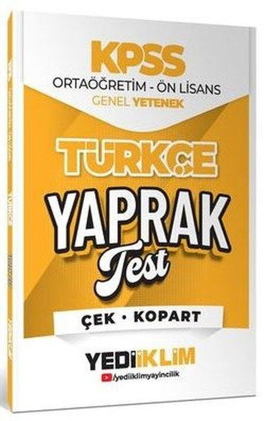 2026 KPSS Ortaöğretim - Önlisans Türkçe Çek Kopart Yaprak Test | Yediiklim Yayınları (İnce Kapak)