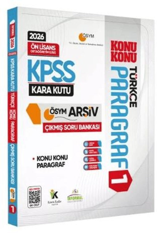 2026 KPSS Önlisans/Ortaöğretim Türkçenin Kara Kutusu Konu Konu Paragraf 1 ÖSYM Çıkmış Soru Bankası | Karakutu Yayın (Ciltsiz)