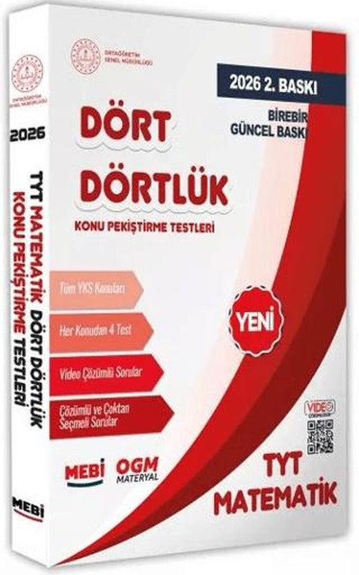 2026 YKS-TYT MEBİ-OGM Dört Dörtlük Matematik Pekiştirme Testi Soru Bankası Video Çözümlü