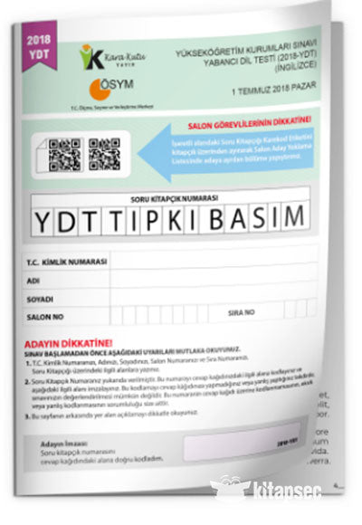 2018 YKS YDT İngilizce ÖSYM Tıpkı Basım Çıkmış Soru Deneme Kitapçığı (Video Çözümlü Türkiye Geneli) - Komisyon kitap kapağı