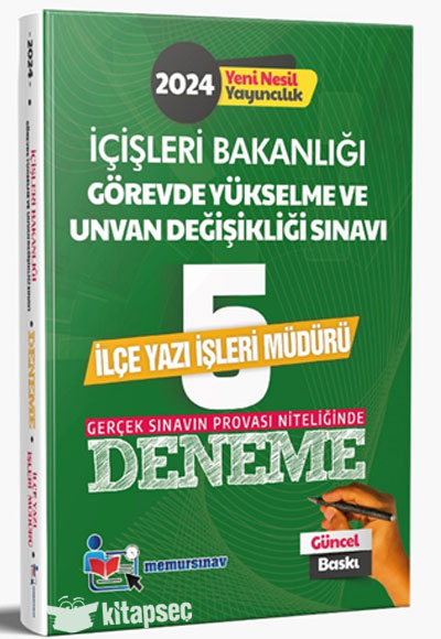 2024 GYS İçişleri Bakanlığı İlçe Yazı İşleri Müdürü 5 Deneme - Memur Sınav Komisyon kitap kapağı