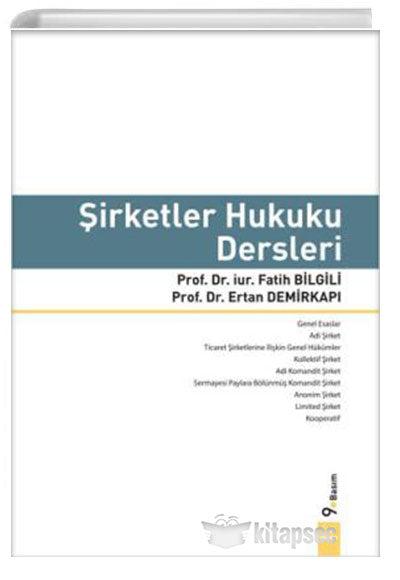 Şirketler Hukuku Dersleri - Prof. Dr. Fatih Bilgili kitap kapağı
