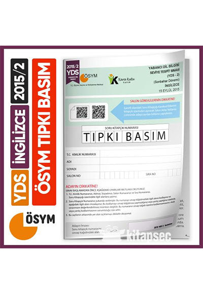 YDS 2015/2 ÖSYM Tıpkı Basım Çıkmış Soru Türkiye Geneli Deneme Kitapçığı - Komisyon kitap kapağı
