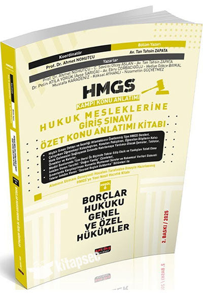 2025 HMGS Özet Konu Anlatımı Borçlar Hukuku Genel ve Özel Hükümler Savaş Yayınları - Tan Tahsin Zapata kitap kapağı