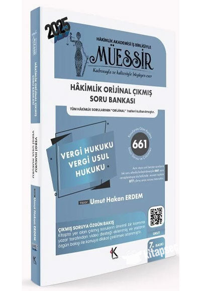 2025 MÜESSİR Hakimlik Vergi Hukuku, Vergi Usul Hukuku Orijinal Çıkmış Soru Bankası Çözümlü 7. Baskı - Umut Hakan Erdem kitap kapağı