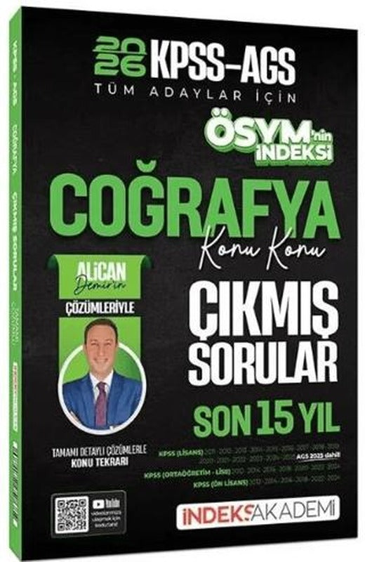 2026 KPSS MEB-AGS Coğrafya ÖSYM'nin İndeksi Çıkmış Sorular Son 15 Yıl Konu Konu Çözümlü | İndeks Akademi Yayıncılık (Ciltsiz)