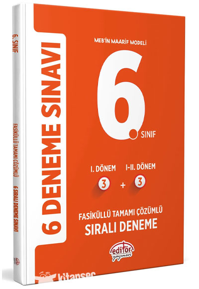 6. Sınıf (3+3) Fasiküllü Tamamı Çözümlü 6 Deneme Sınavı - Editör Komisyon kitap kapağı