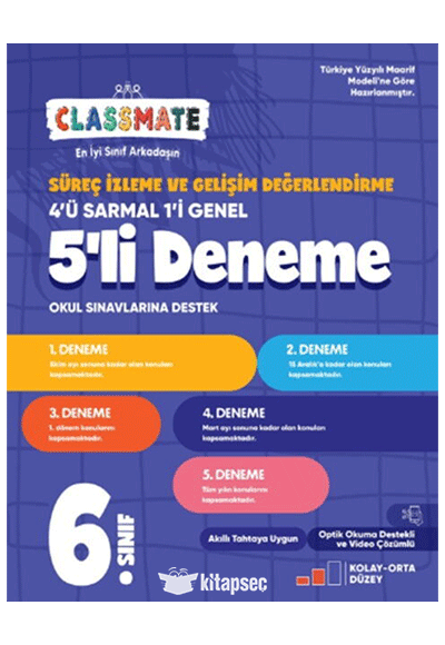 6. Sınıf Classmate Süreç İzleme Ve Gelişim Değerlendirme 5 li Deneme - Okyanus Komisyon kitap kapağı