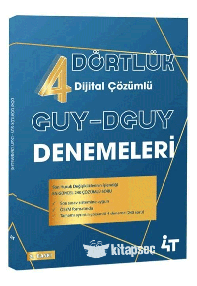 GUY DGUY Devlet Gelir Uzman Yardımcılığı Dört Dörtlük 4 Deneme Çözümlü - 4T Komisyon kitap kapağı