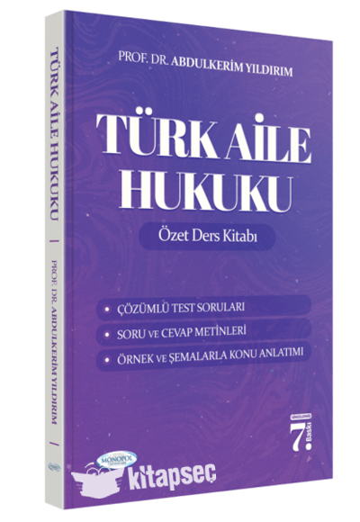 Türk Aile Hukuku 7. Baskı - Abdulkerim Yıldırım kitap kapağı