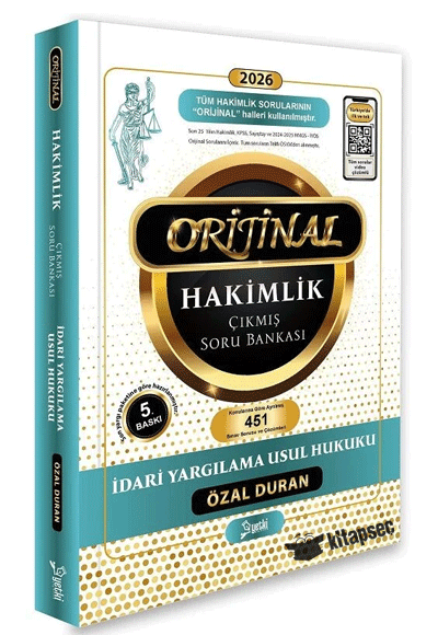2026 Hakimlik Kaymakamlık KPSS İcra Müdürlüğü İdari Yargılama Usul Hukuku ORİJİNAL Çıkmış Soru Bankası Yetki Yayınları - Özal Duran kitap kapağı