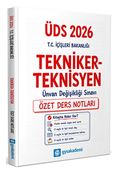 2026 T.C. İçişleri Bakanlığı Tekniker - Teknisyen ÜDS Özet Ders Notları - Komisyon kitap kapağı