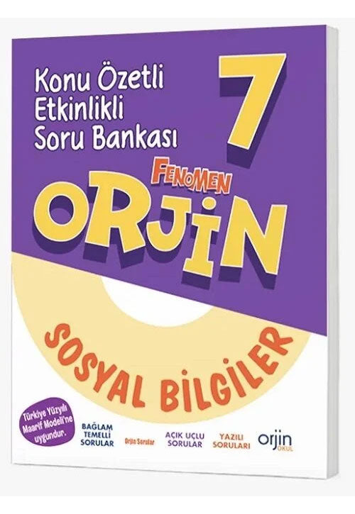 7. Sınıf Sosyal Bilgiler Orjin Maarif Modeli Konu Özetli Etkinlikli Soru Bankası Orjin Okul Yayınları - Komisyon kitap kapağı