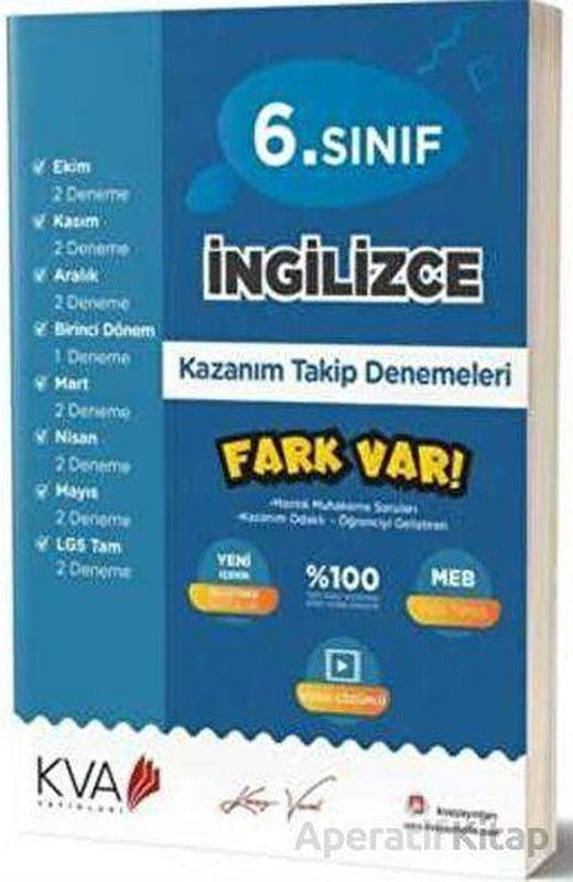 6. Sınıf İngilizce Fark Var Kazanım Takip Denemeleri Koray Varol Akademi | KVA Yayınları
