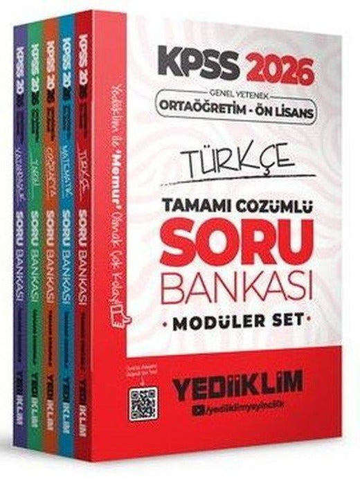 2026 KPSS Ortaöğretim Ön Lisans Genel Yetenek Genel Kültür Tamamı Çözümlü Soru Bankası Modüler Set | Yediiklim Yayınları (İnce Kapak)