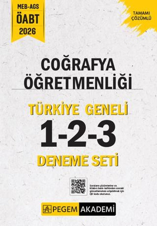 2026 MEB AGS ÖABT Coğrafya Öğretmenliği Tamamı Çözümlü Türkiye Geneli 1-2-3 (3'lü Deneme Seti) | Pegem Akademi Yayıncılık (Ciltsiz)