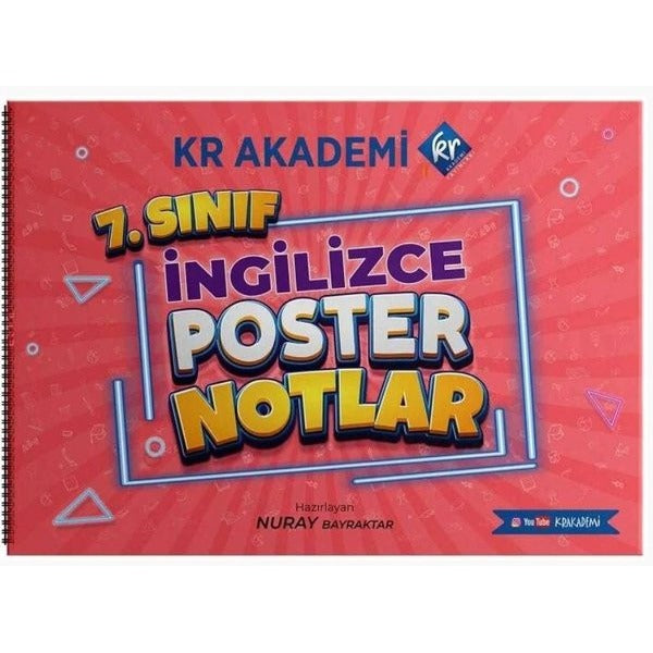 7.Sınıf İngilizce Poster Notlar | KR Akademi (İnce Kapak)