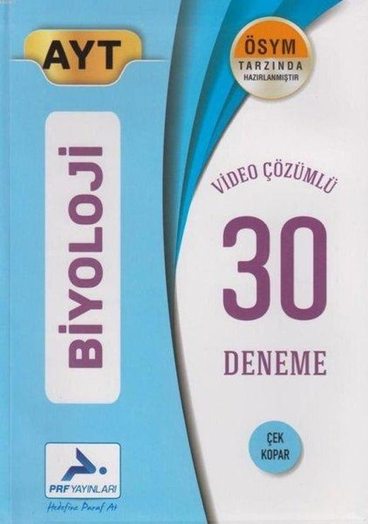 AYT Biyoloji Video Çözümlü 30 Deneme | PRF Paraf Yayınları (İnce Kapak)