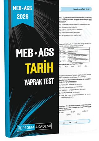 2026 MEB AGS Tarih Yaprak Test | Pegem Akademi Yayıncılık (Ciltsiz) - Resim 1