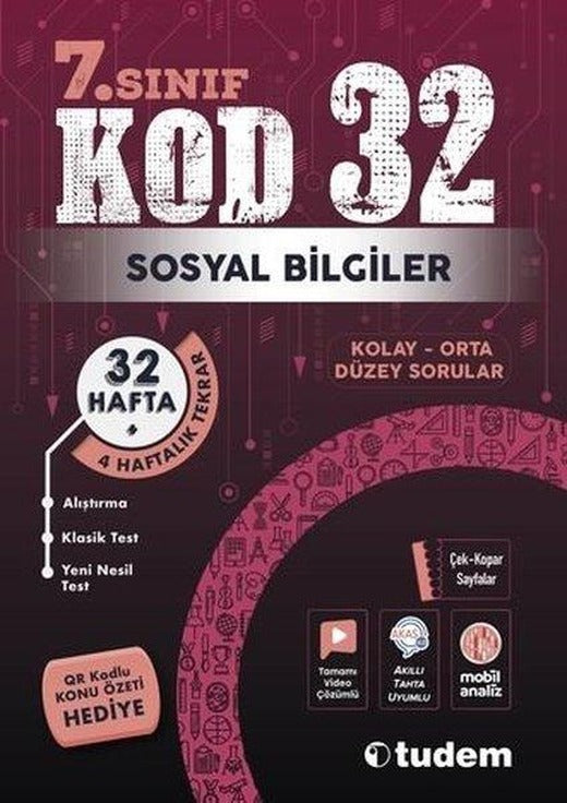 7. Sınıf Sosyal Bilgiler Kod 32 | Tudem Yayınları - Ders Kitapları (İnce Kapak)