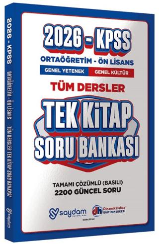 2026 KPSS Ortaöğretim Önlisans Tüm Dersler Tek Kitap Soru Bankası | Saydam Yayınları (Ciltsiz) - Resim 1