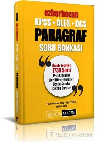 Ezberbozan KPSS ALES DGS Paragraf Soru Bankası | Pegem Akademi Yayıncılık