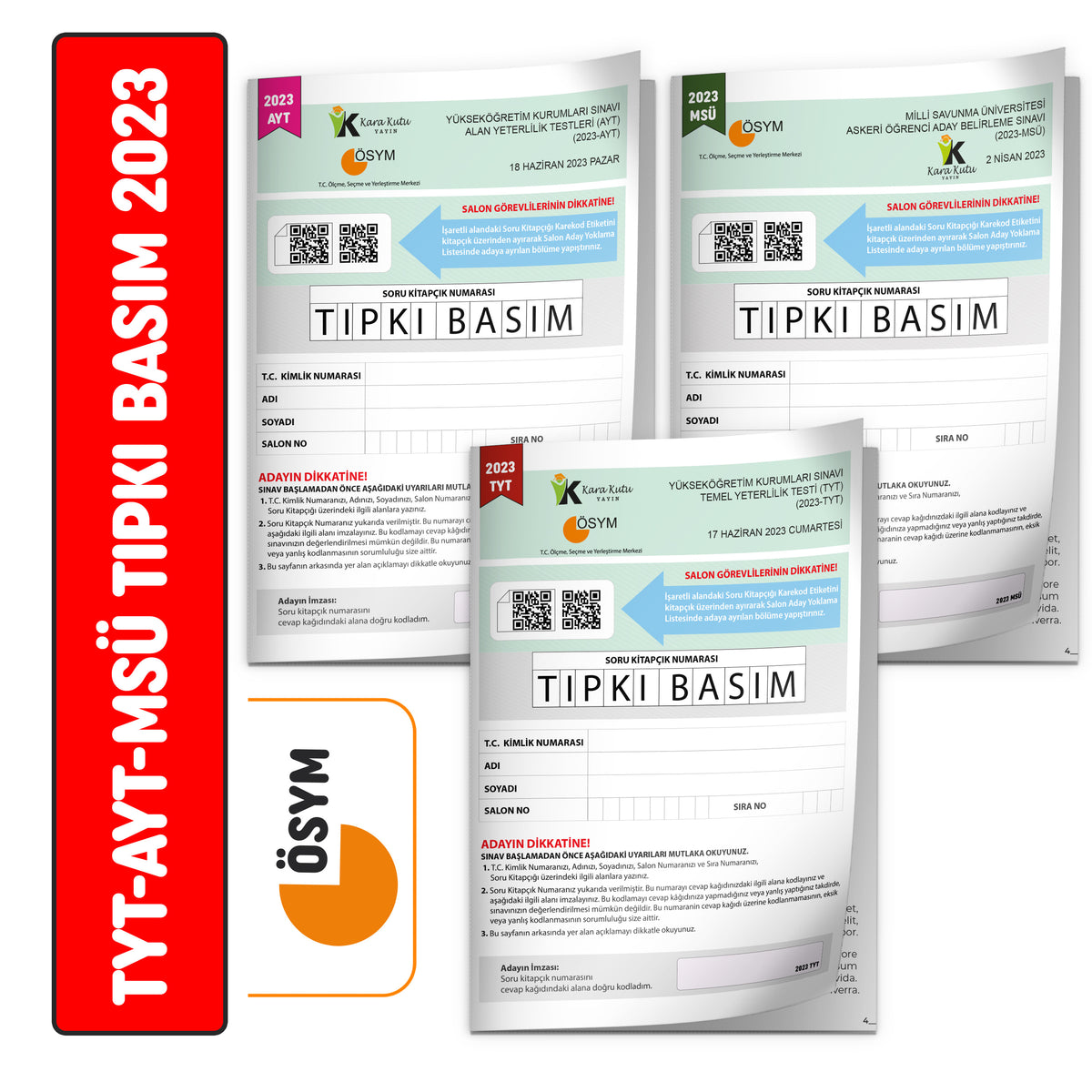 2023 YKS-TYT-AYT-MSÜ ÖSYM Çıkmış Soru Tıpkı Basım 3lü Deneme Kitapçıkları Türkiye G. Video Çözümlü kitap kapağı