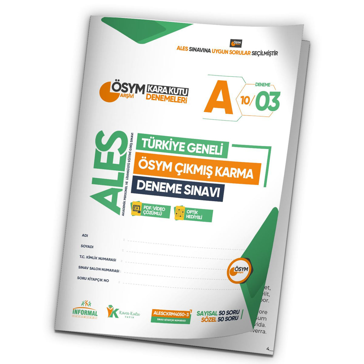 2024 ALES ÖSYM Arşivi Karma Kara Kutu Çıkmış Soru Türkiye Geneli D. Çözümlü Deneme 10/3.Kitapçık kitap kapağı