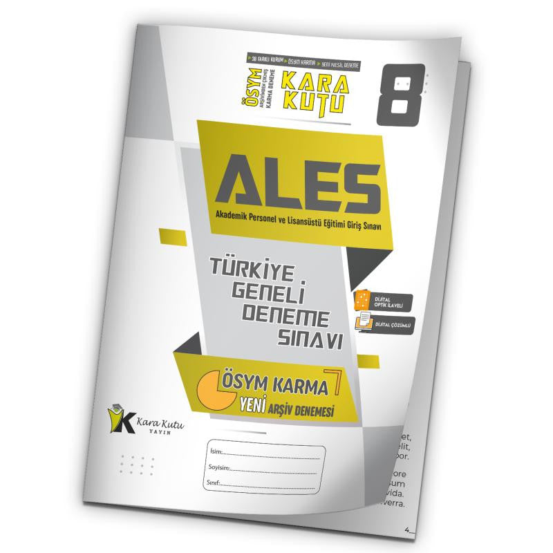 2024 ALES ÖSYM Arşivi Karma Kara Kutu Çıkmış Soru Türkiye Geneli D. Çözümlü Deneme 10/8.Kitapçık kitap kapağı