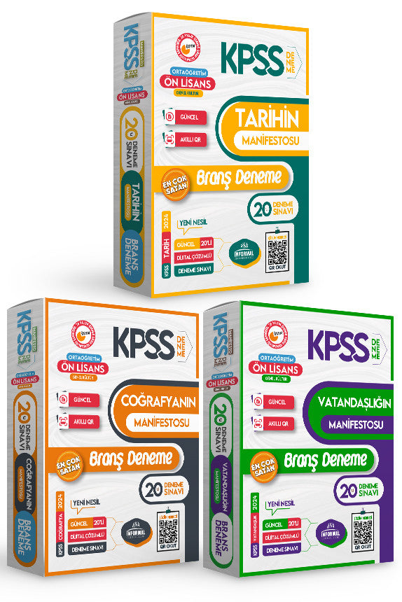 2024 KPSS Ön Lisans Genel Kültür (Tarih-Coğrafya-Vatandaşlık) Manifesto 20li Branş Deneme Seti kitap kapağı