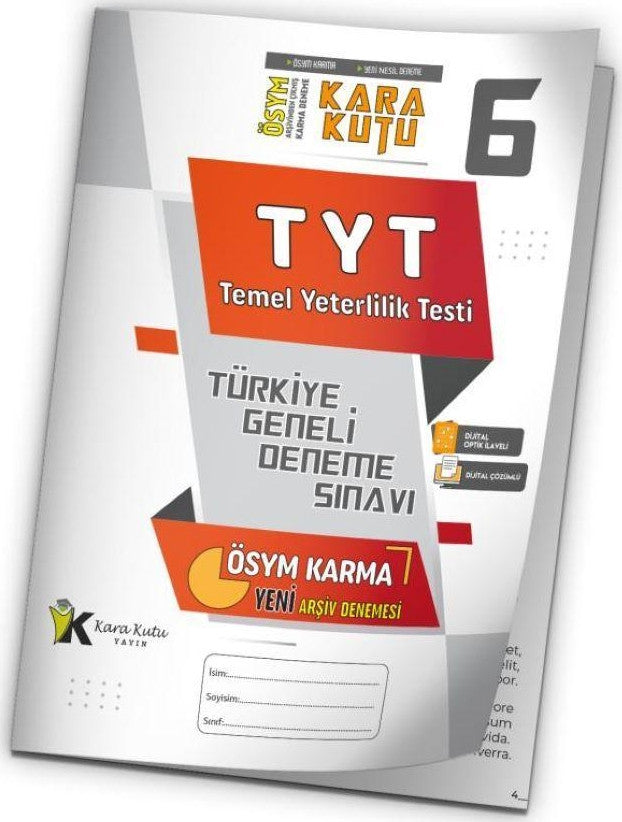 2025 TYT ÖSYM Arşivi Karma Kara Kutu Çıkmış Soru Türkiye Geneli D. Çözümlü Deneme 10/6.Kitapçık kitap kapağı