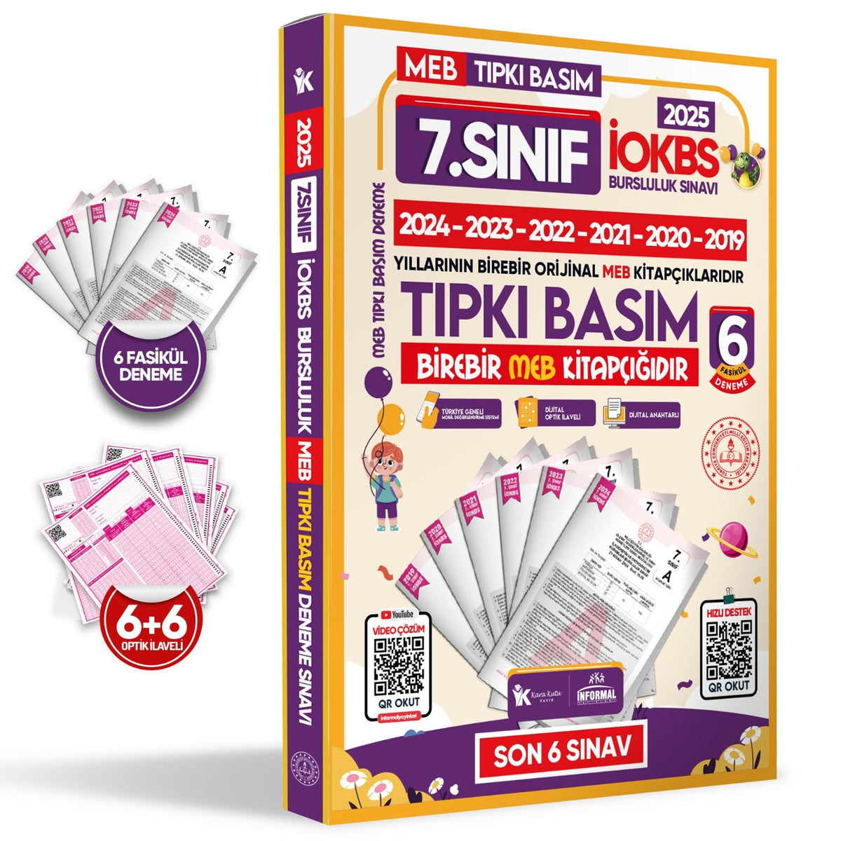 2025 7.Sınıf İOKBS BURSLULUK MEB Çıkmış Soru 6lı Tıpkı Basım Türkiye Geneli D. Çözümlü Deneme Paketi kitap kapağı
