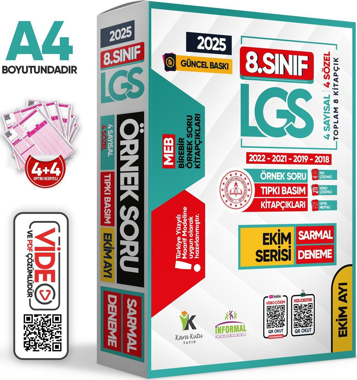 2025 8.Sınıf LGS Ekim Ayı MEB Örnek Soru Tıpkı Basım 4lü Sarmal Deneme Paketi Video/PDF Çözümlü kitap kapağı